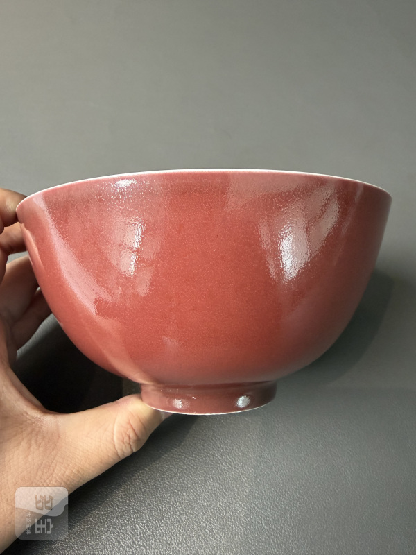 清雍正 霁红釉碗 - 图2